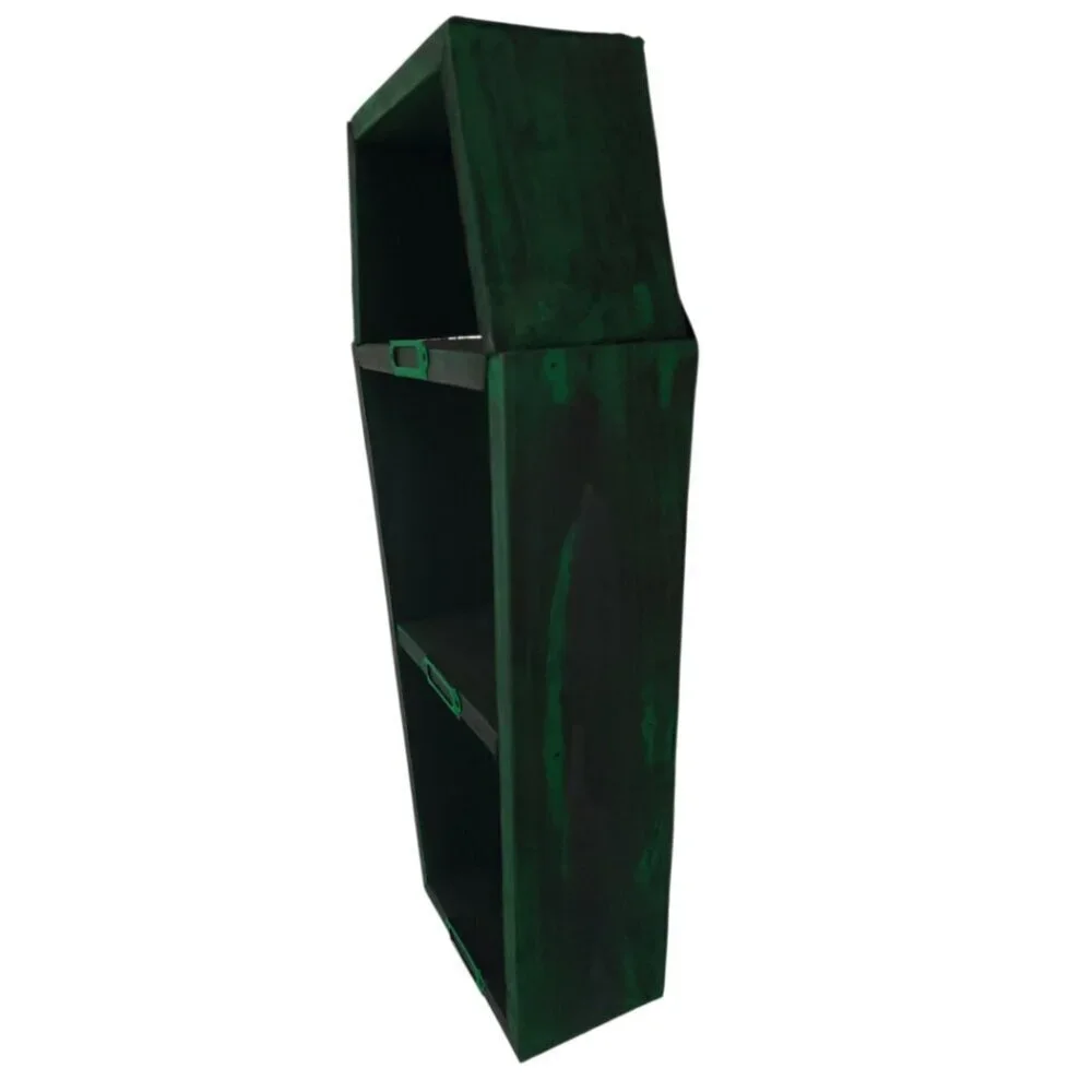 Decorative Green & Black Cedar Coffin Shelf with Nameplates